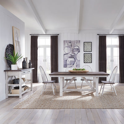 5 Piece Trestle Table Set (139WH-CD-5TRS)
