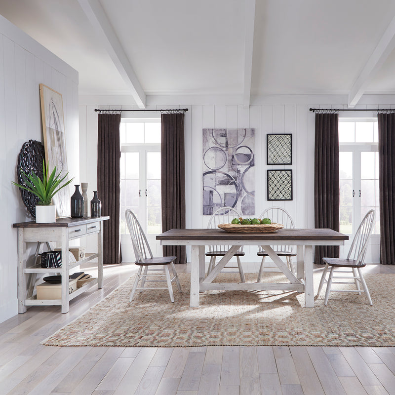 5 Piece Trestle Table Set (139WH-CD-5TRS)