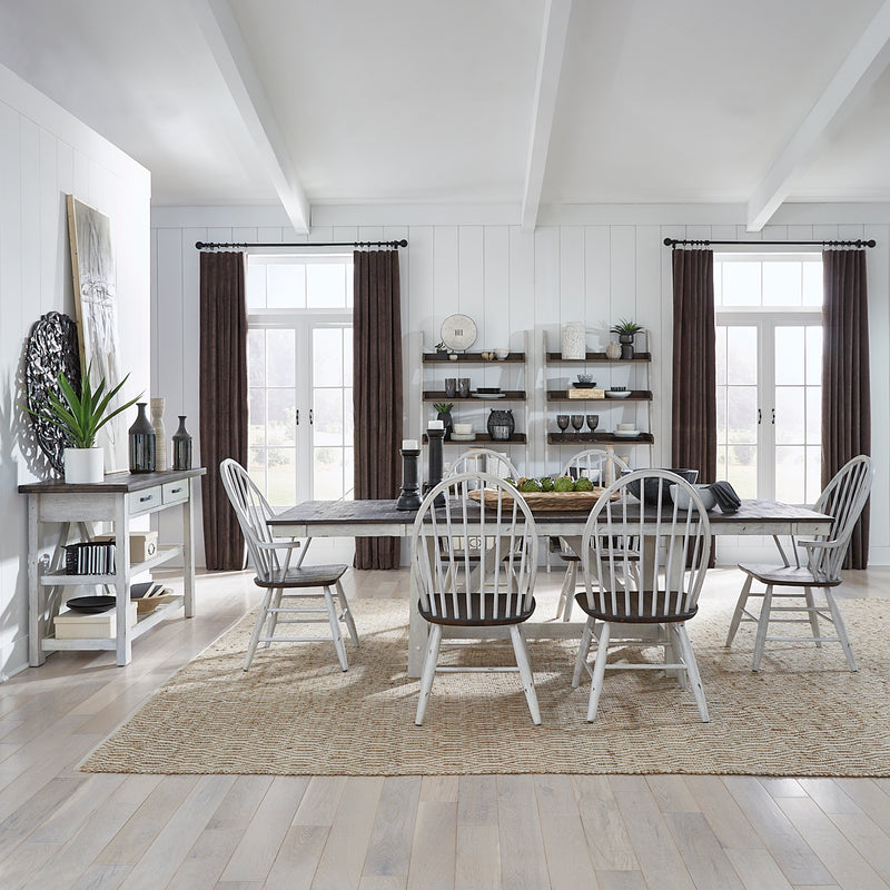 Opt 7 Piece Trestle Table Set (139WH-CD-O7TRS)