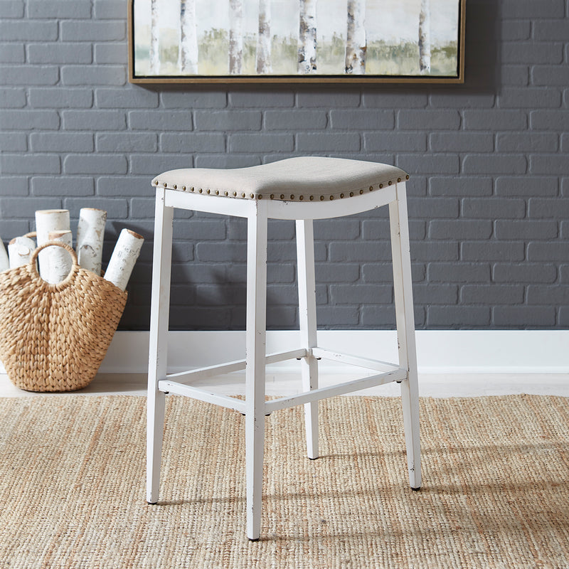 Vintage Series Backless Uph Barstool- Antique White
