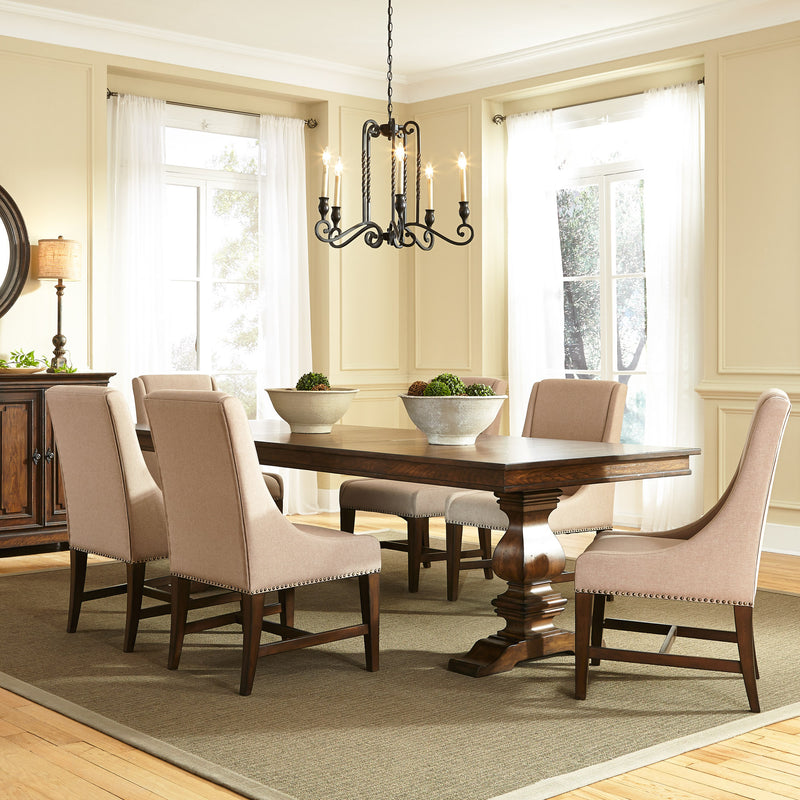 7 Piece Trestle Table Set (242-DR-7TRS)