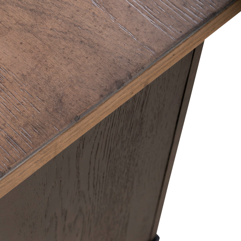 Americana Farmhouse Bedside Chest w/ Charging Station - Black