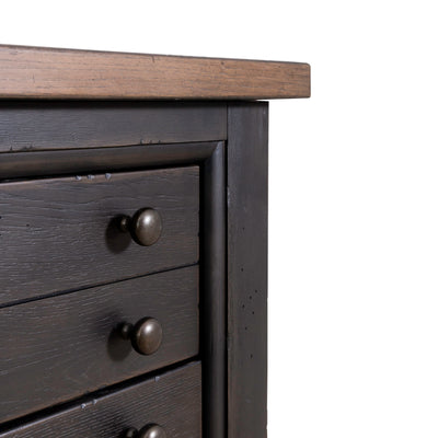 Americana Farmhouse Bedside Chest w/ Charging Station - Black