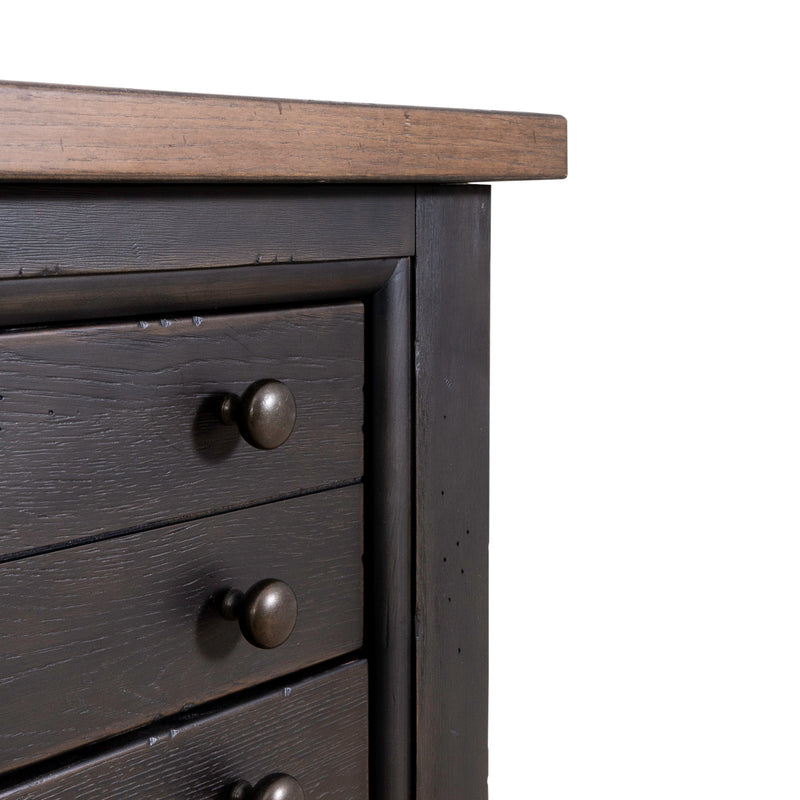 Americana Farmhouse Bedside Chest w/ Charging Station - Black
