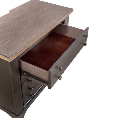 Americana Farmhouse Bedside Chest w/ Charging Station - Black