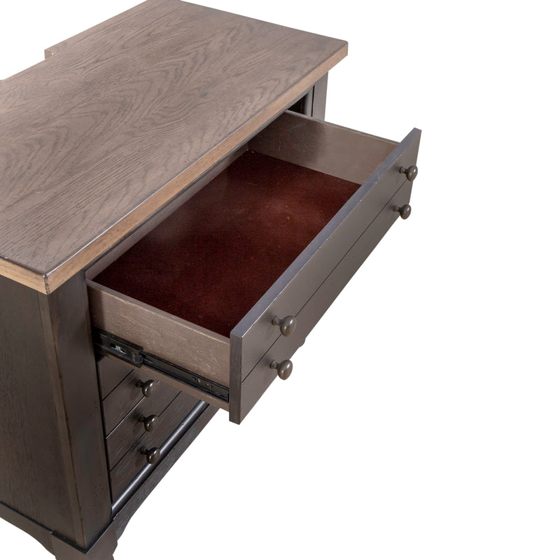 Americana Farmhouse Bedside Chest w/ Charging Station - Black