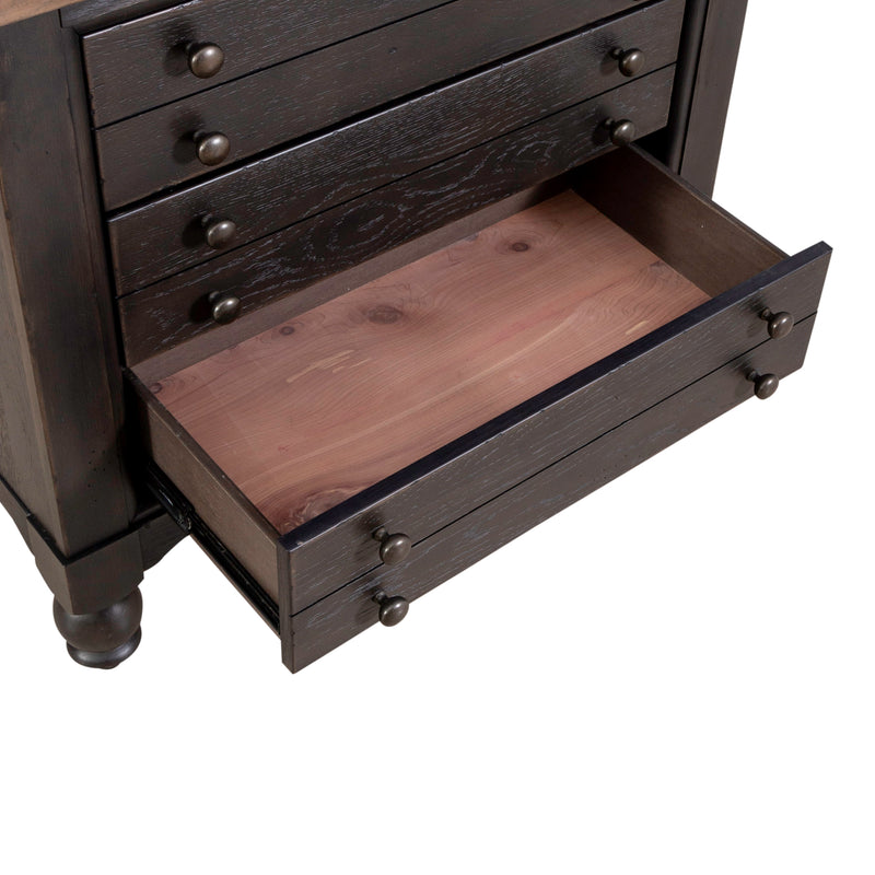 Americana Farmhouse Bedside Chest w/ Charging Station - Black
