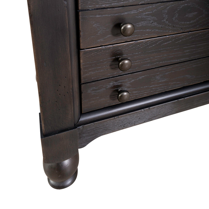 Americana Farmhouse Bedside Chest w/ Charging Station - Black