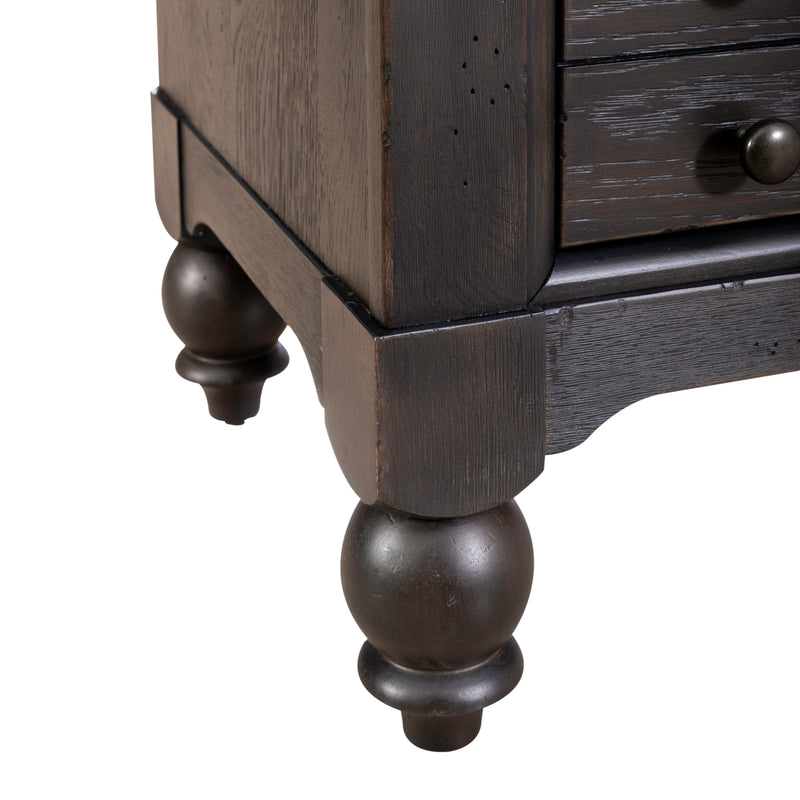Americana Farmhouse Bedside Chest w/ Charging Station - Black