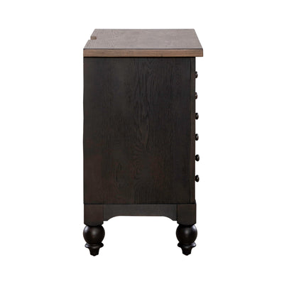 Americana Farmhouse Bedside Chest w/ Charging Station - Black