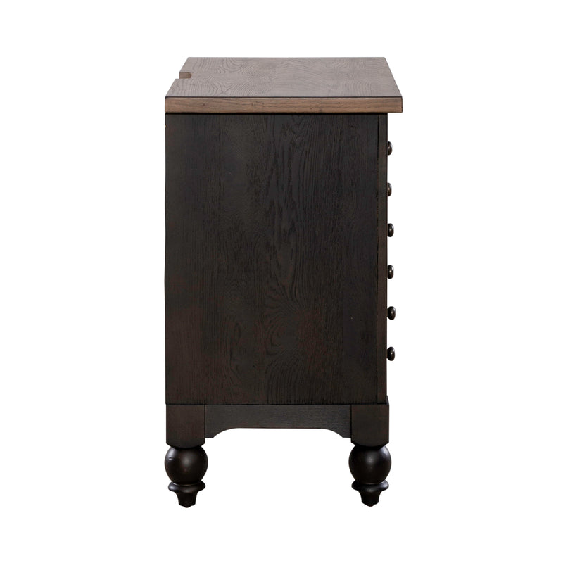 Americana Farmhouse Bedside Chest w/ Charging Station - Black