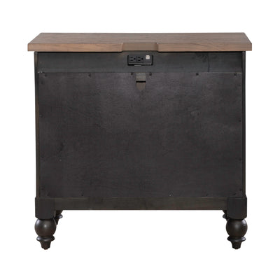 Americana Farmhouse Bedside Chest w/ Charging Station - Black
