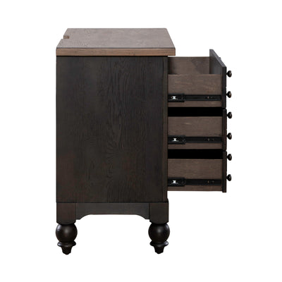 Americana Farmhouse Bedside Chest w/ Charging Station - Black