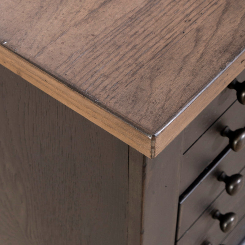 Americana Farmhouse Bedside Chest w/ Charging Station - Black