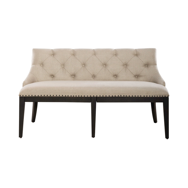Americana Farmhouse Uph Shelter Dining Bench- Black