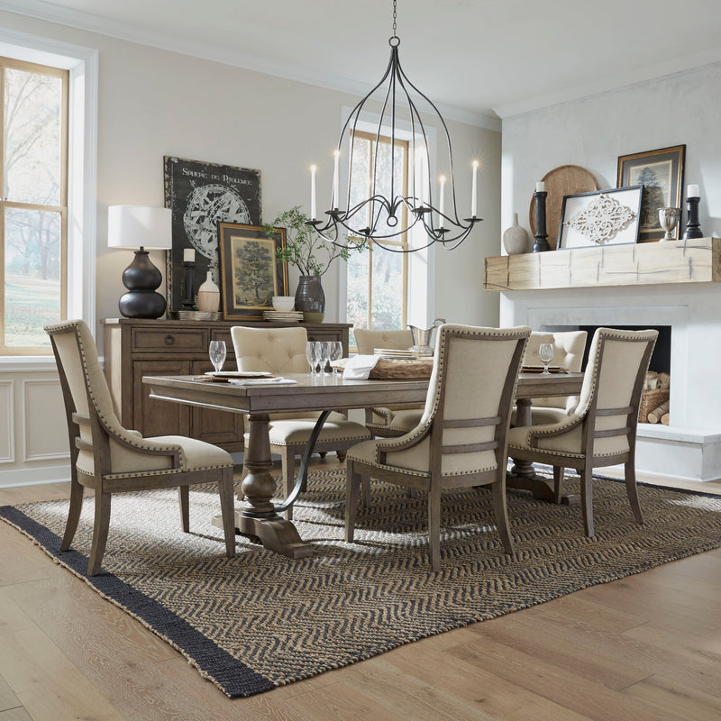 7 Piece Trestle Table Set (615-DR-7TRS)