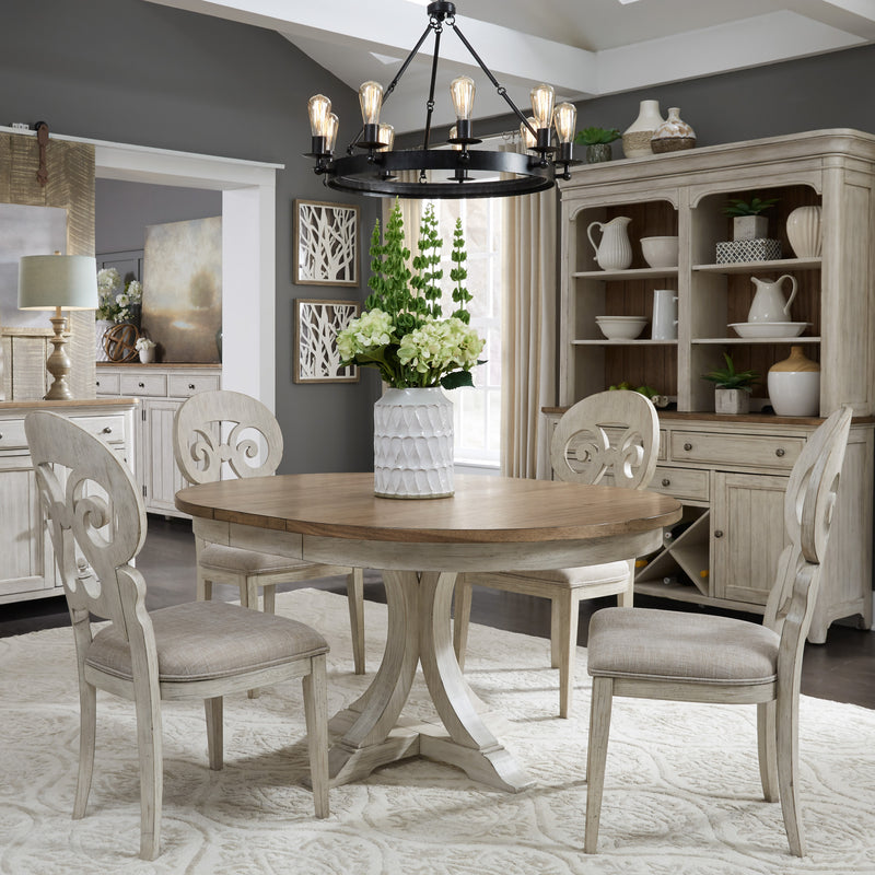 5 Piece Pedestal Table Set (652-DR-5PDS)