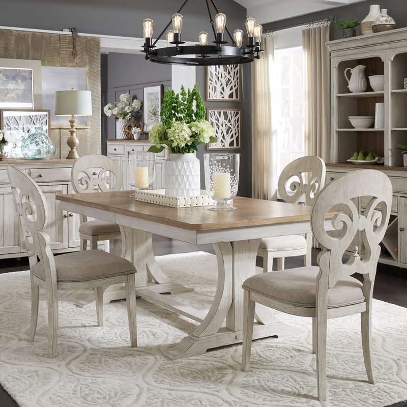 5 Piece Trestle Table Set (652-DR-5TRS)