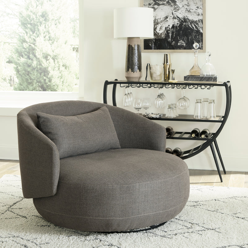 Haley Uph Swivel Cuddler Chair - Charcoal