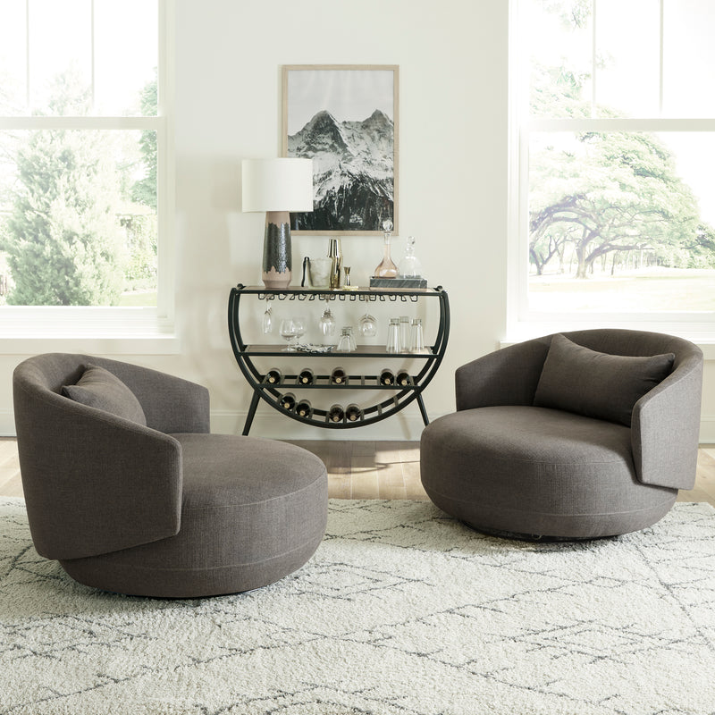 Haley Uph Swivel Cuddler Chair - Charcoal