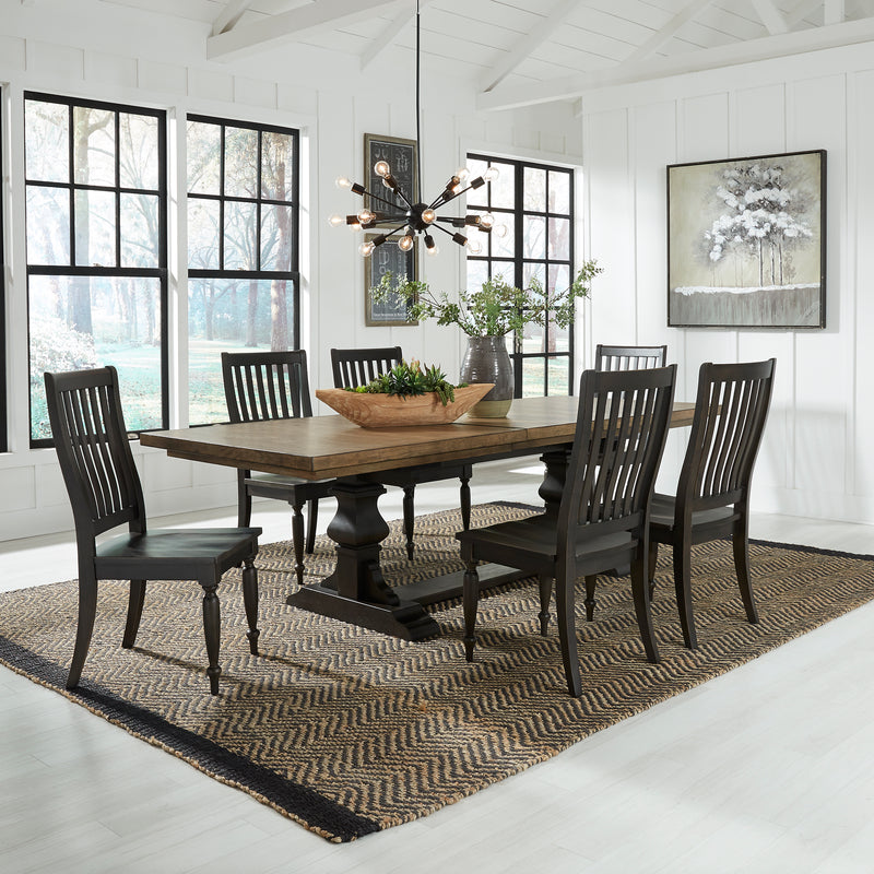 7 Piece Trestle Table Set (879-DR-7TRS)